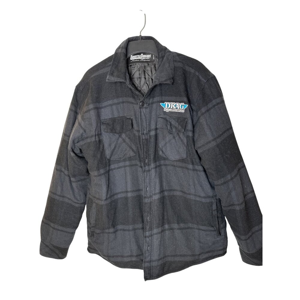 Throttle Threads Black Plaid Quilted Flannel Jacket L Drag Shopwear